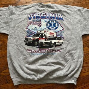 GIldan Virginia Beach Firefighter Emergency Rescue Squad Sweatshirt Gray Size XL